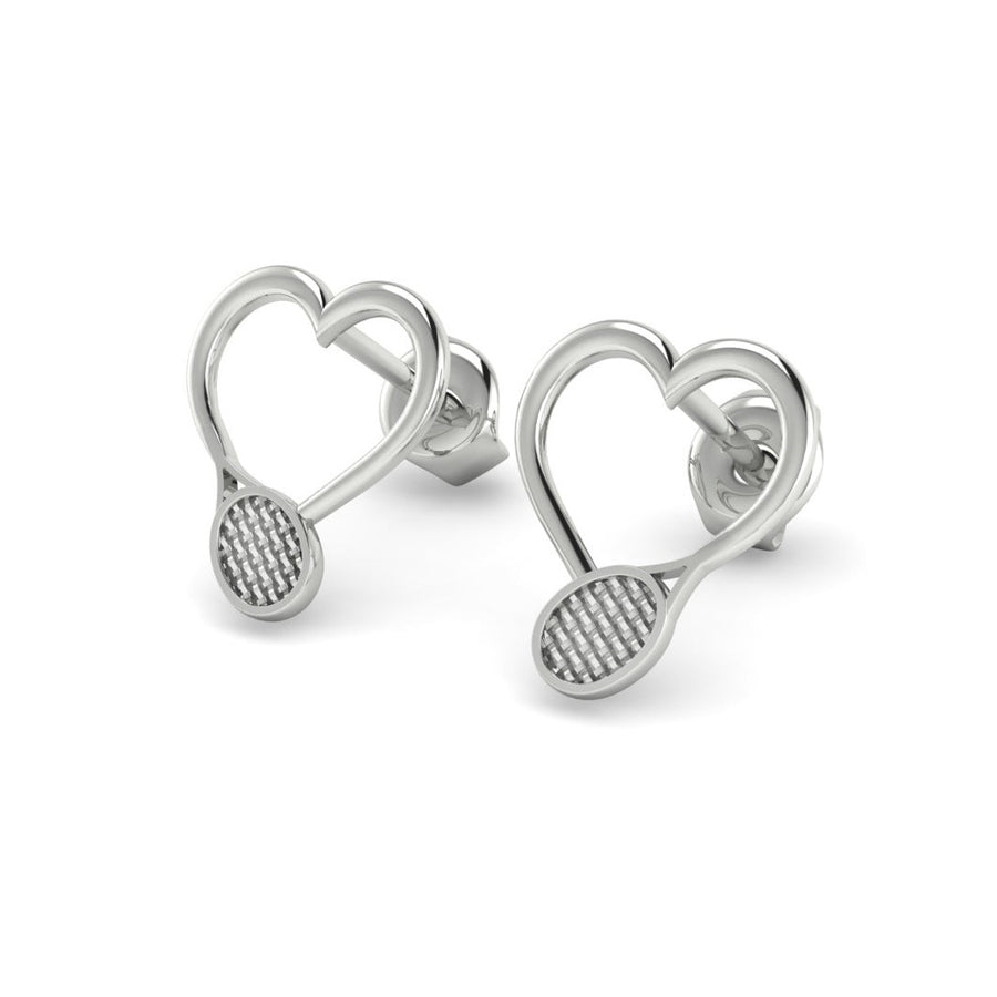 Tennis racket heart stud earrings