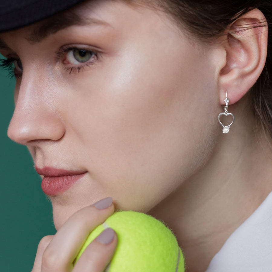 Tennis racket heart earrings