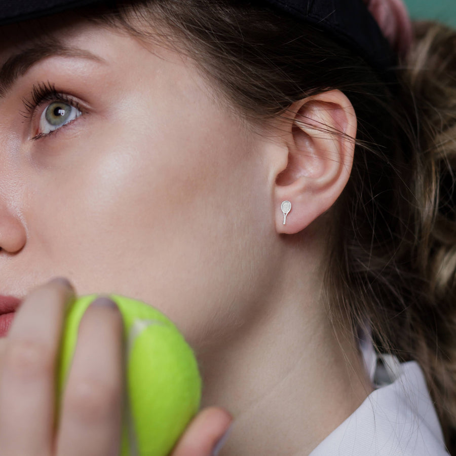 Tennis racket stud earrings